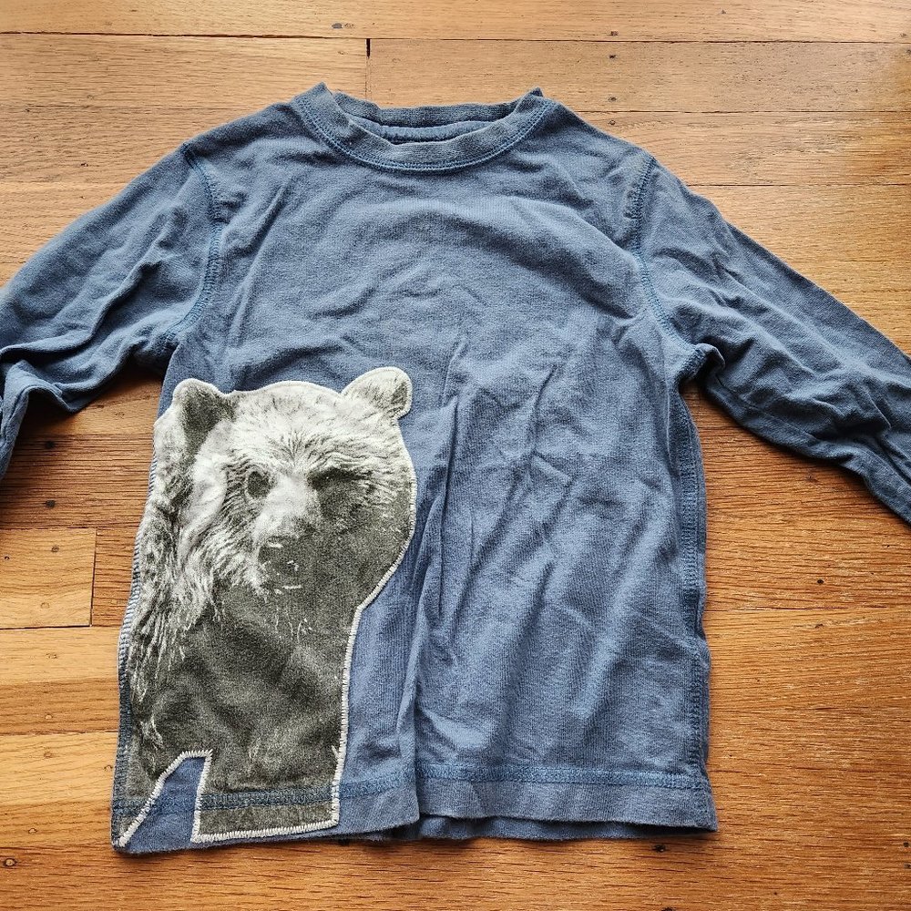used boys Gymboree long sleeve blue shirt bear Size 4